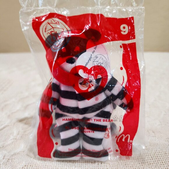 NIP - 2004 McDonald's TY Beanie Babies Happy Meal 25th HAMBURGLAR THE BEAR #9 - Picture 3 of 4